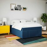 vidaXL Sommier à lattes de lit avec matelas Bleu 140x190 cm Tissu