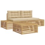vidaXL 4 pc Ensemble de canapés d'extérieur Polyester Blanc