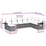 vidaXL Salon de jardin 8 Pièces avec coussins gris clair résine tressée