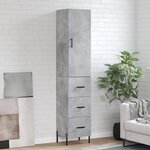 vidaXL Buffet haut Gris béton 34 5x34x180 cm Bois d'ingénierie
