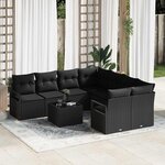 vidaXL Ensemble de canapé de jardin 9 Pièces Noir 55 x 55 x 37 cm