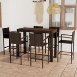 vidaXL Ensemble de bar d'extérieur 7 Pièces accoudoir Poly rotin Marron