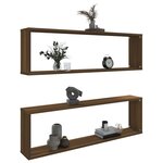 vidaXL Étagères murales cube 2 Pièces Chêne marron 100x15x30 cm Bois