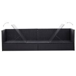 Lit de jardin avec coussin et oreiller résine tressée noir 02_0011999