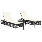 vidaXL Chaises longues avec coussins lot de 2 noir résine tressée