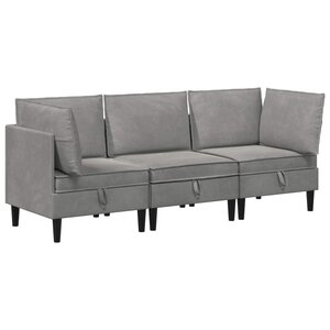 vidaXL Ensemble de meubles pour le salon 3 Pièces Gris clair Velours