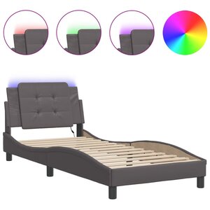 vidaXL Cadre de lit avec LED sans matelas Zadar gris 90x200 cm