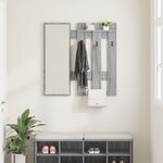 vidaXL Porte-manteau mural avec stockage avec miroir Gris sonoma 100 x 10 x 100 cm