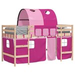 vidaXL Lit mezzanine enfants avec tunnel sans matelas rose 80x200 cm