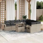 vidaXL Salon de jardin avec coussins 10 Pièces gris clair résine tressée