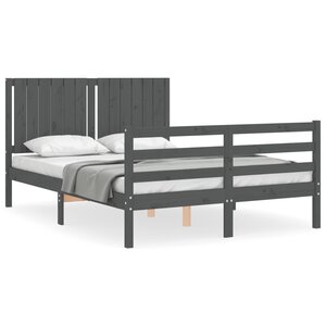 vidaXL Cadre de lit sans matelas gris bois massif