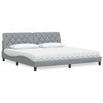 vidaXL Lit avec matelas gris clair 200x200 cm tissu