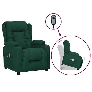 vidaXL Fauteuil de massage Vert foncé Tissu