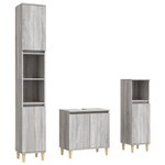 vidaXL Ensemble de meubles de salle de bain 3 Pièces Sonoma gris