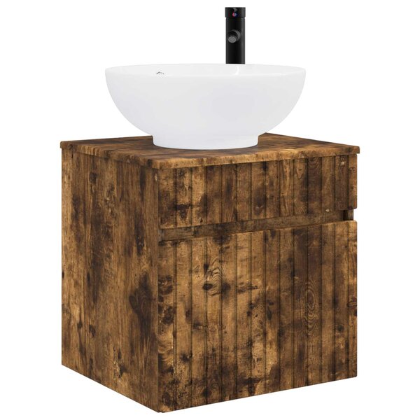 vidaXL Meuble de lavabo mural Chêne fumé 49 x 44 5 x 66 5 cm