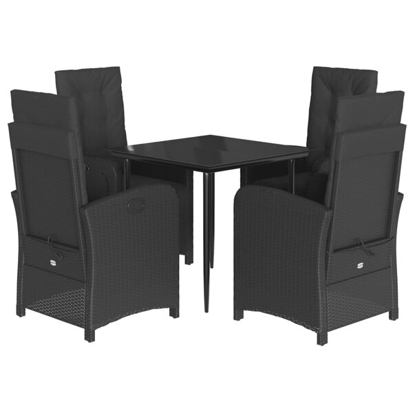 vidaXL Ensemble à manger de jardin coussins 5Pièces Noir Résine tressée