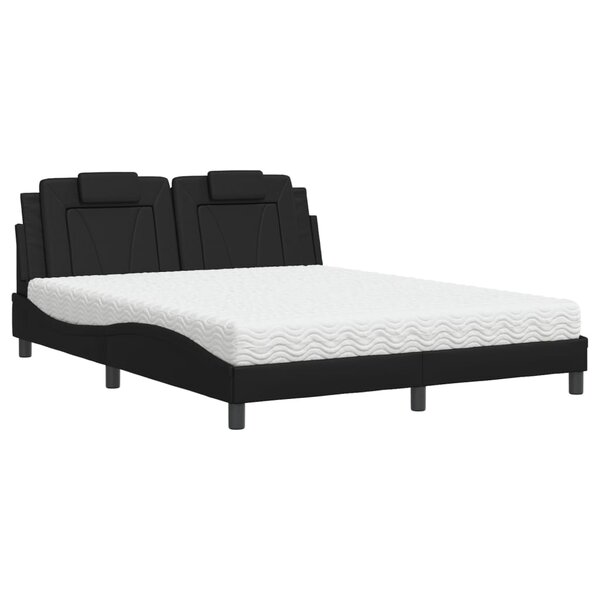 vidaXL Lit avec matelas noir 160x200 cm similicuir