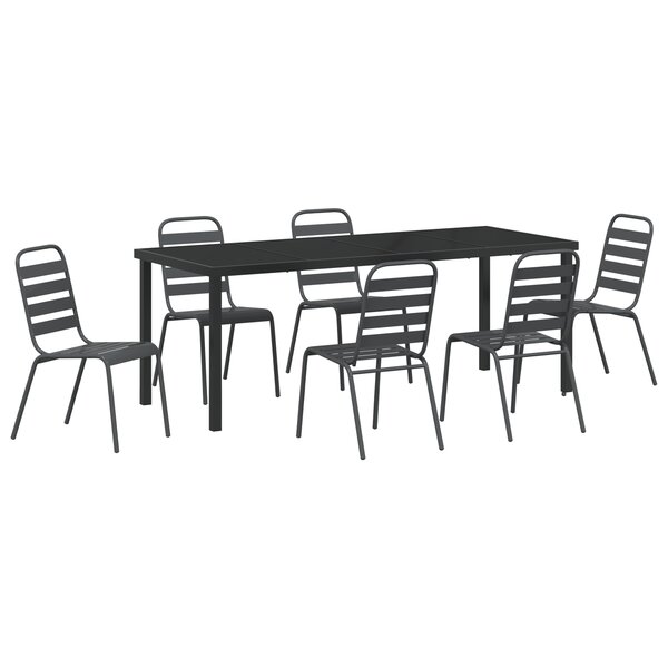 vidaXL Set de salle à manger de jardin 7 pièces Acier gris foncé