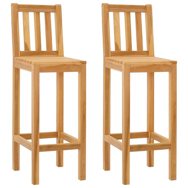 vidaXL Tabouret de bar 2 pc Naturel Bois de teck massif