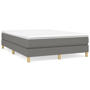 vidaXL Sommier à lattes de lit avec matelas Gris foncé 140x200cm Tissu