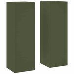 vidaXL Supports pour plantes 2 Pièces Vert olive 24 x 24 x 75 cm Acier
