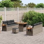 vidaXL Ensemble de canapé de jardin 9 Pièces Gris polyrotin