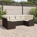 vidaXL Ensemble de canapé de jardin 6 Pièces Marron Poly rotin