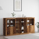 Buffet vidaXL avec lumières LED Bois vieux 202x37x100 cm Bois reconstitué