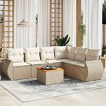 vidaXL Salon de jardin avec coussins 7 Pièces beige résine tressée