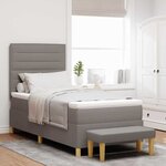vidaXL Lit à ressorts avec matelas Taupe 100 x 200 cm tissu