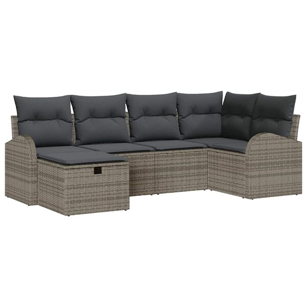 vidaXL Ensemble de canapé de jardin 6 Pièces Gris 234 x 124 x 85 cm