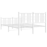vidaXL Cadre de lit métal sans matelas et pied de lit blanc 137x190 cm