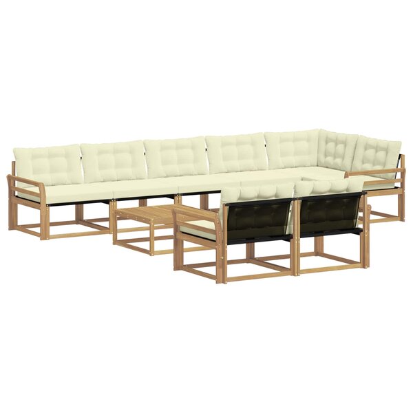 vidaXL Ensemble de canapés d'extérieur 9 pc Blanc et crème
