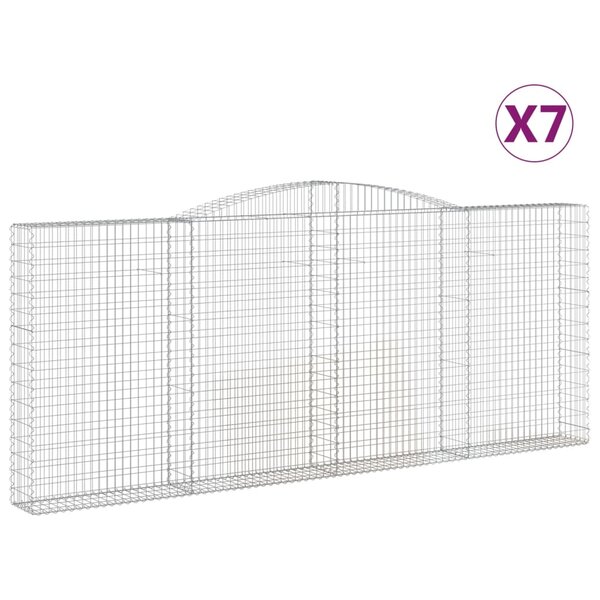 vidaXL Paniers à gabions arqués 7 Pièces 400x30x160/180 cm Fer galvanisé