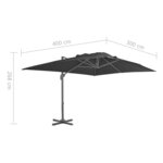 vidaXL Parasol de jardin en porte-à-faux avec mât en aluminium noir