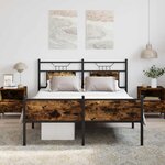 vidaXL Cadre de lit sans matelas chêne fumé 137x190 cm bois ingénierie