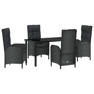 vidaXL Ensemble de salle à manger pour jardin 5 Pièces Noir Poly rotin