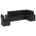 vidaXL Salon de jardin 6 Pièces avec coussins noir résine tressée