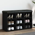 vidaXL Banc à chaussures noir 82x32x50 cm bois d'ingénierie