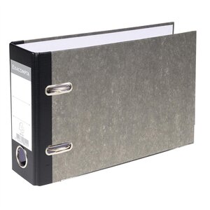 Classeur à levier papier marbre gris dos de 70mm - A5 horizontal. - Gris-dos noir EXACOMPTA