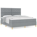 vidaXL Lit Box Spring avec Matelas Gris Clair Super King Tissu
