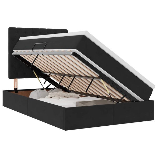 vidaXL Lit de rangement LED avec matelas Noir 120 x 200 cm Velours