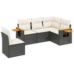 vidaXL Salon de jardin 5 Pièces avec coussins noir résine tressée