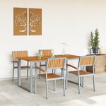 vidaXL Ensemble de salle à manger de jardin 5 pièces en acier gris et bois d'acacia