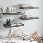 vidaXL Étagère murale flottante 4 Pièces Gris brillant 50x23x3 8 cm MDF