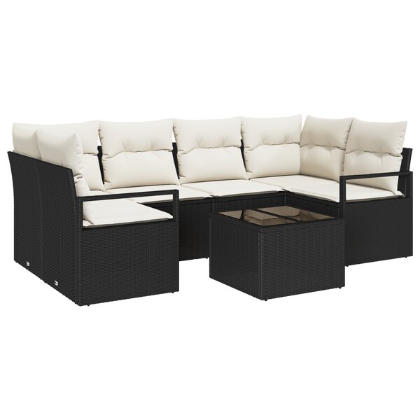 Ensemble de Canapé de Jardin 5 Pièces avec Coussins en Rattan Noir
