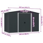 vidaXL Abri de stockage pour jardin Anthracite Acier 257x205x178 cm