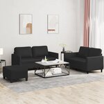 vidaXL Ensemble de canapés 3 Pièces avec coussins Noir Similicuir