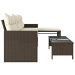 vidaXL Canapé de jardin avec table et coussins en forme de L marron