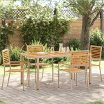 vidaXL Chaises empilables de jardin 4 Pièces Marron  Beige
